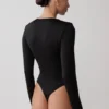 Ren Cowl Slinky Bodysuit met lange mouwen – Zwart Ren Cowl Slinky Bodysuit met lange mouwen – Zwart
