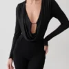 Ren Cowl Slinky Bodysuit met lange mouwen – Zwart Ren Cowl Slinky Bodysuit met lange mouwen – Zwart