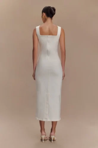 Reyna Denim midi-jurk – Wit
