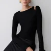 Ricky gebreide top met lange mouwen en lang model – Zwart Ricky gebreide top met lange mouwen en lang model – Zwart