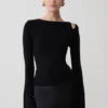 Ricky gebreide top met lange mouwen en lang model – Zwart Ricky gebreide top met lange mouwen en lang model – Zwart