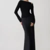 Ricky gebreide top met lange mouwen en lang model – Zwart Ricky gebreide top met lange mouwen en lang model – Zwart
