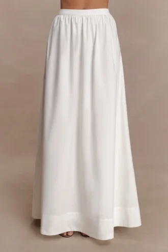 River gerimpelde maxi-rok – Wit