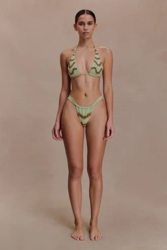 Robyn bikini-broekje met kralen – Salie
