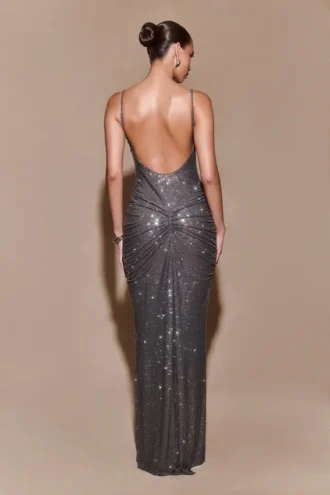 Roisin Diamante maxi-jurk – Gunmetal