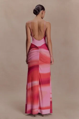 Roisin Slinky maxi-jurk – Roze zonsondergangprint