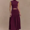 Romaine gebreid midi-rok – Wijnrood Romaine gebreid midi-rok – Wijnrood