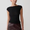 Romana mesh top met korte mouwen – Zwart