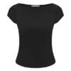 Romana mesh top met korte mouwen – Zwart