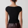 Romana mesh top met korte mouwen – Zwart