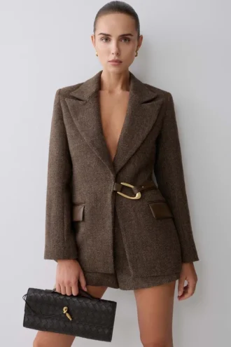 Romy gestructureerde blazer met hardware – visgraat