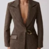Romy gestructureerde blazer met hardware – visgraat Romy gestructureerde blazer met hardware – visgraat