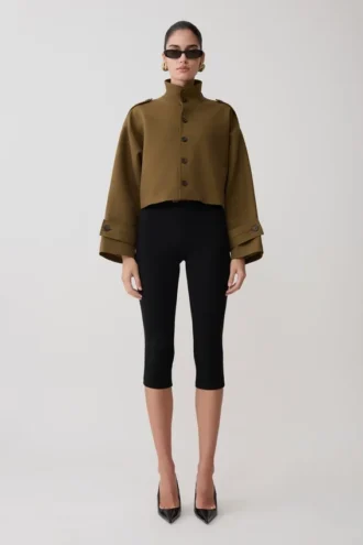 Rue bomberjack met trechterhals – Khaki