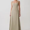 Salma katoenen maxi-jurk met lage taille – Salie Salma katoenen maxi-jurk met lage taille – Salie