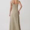 Salma katoenen maxi-jurk met lage taille – Salie Salma katoenen maxi-jurk met lage taille – Salie