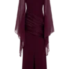 Samantha maxi-jurk met watervalmouwen – Wijnrood Samantha maxi-jurk met watervalmouwen – Wijnrood