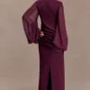 Samantha maxi-jurk met watervalmouwen – Wijnrood Samantha maxi-jurk met watervalmouwen – Wijnrood