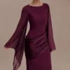Samantha maxi-jurk met watervalmouwen – Wijnrood Samantha maxi-jurk met watervalmouwen – Wijnrood
