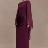 Samantha maxi-jurk met watervalmouwen – Wijnrood Samantha maxi-jurk met watervalmouwen – Wijnrood