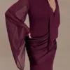 Samantha maxi-jurk met watervalmouwen – Wijnrood Samantha maxi-jurk met watervalmouwen – Wijnrood
