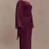 Samantha maxi-jurk met watervalmouwen – Wijnrood Samantha maxi-jurk met watervalmouwen – Wijnrood