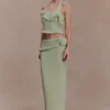 Samira gebreide maxi-rok met beugels – pastelgroen Samira gebreide maxi-rok met beugels – pastelgroen