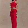 Samira gebreide maxi-rok met beugels – Rood Samira gebreide maxi-rok met beugels – Rood