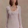 Samira gebreide mini-jurk met lange mouwen – Misty Rose Samira gebreide mini-jurk met lange mouwen – Misty Rose