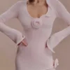 Samira gebreide mini-jurk met lange mouwen – Misty Rose Samira gebreide mini-jurk met lange mouwen – Misty Rose