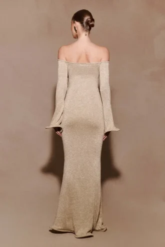 Sandrine Lurex gebreide maxi-jurk – Goud Sandrine Lurex gebreide maxi-jurk – Goud