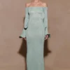 Sandrine maxi-jurk van lurexbreisel – Aqua