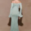 Sandrine maxi-jurk van lurexbreisel – Aqua