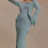 Sandrine maxi-jurk van lurexbreisel – Aqua
