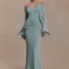Sandrine maxi-jurk van lurexbreisel – Aqua
