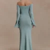 Sandrine maxi-jurk van lurexbreisel – Aqua