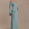 Sandrine maxi-jurk van lurexbreisel – Aqua