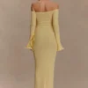 Sandrine off-shoulder gebreide maxi-jurk – Lemon Sandrine off-shoulder gebreide maxi-jurk – Lemon