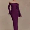 Sandrine off-shoulder gebreide maxi-jurk – Pruim Sandrine off-shoulder gebreide maxi-jurk – Pruim