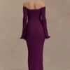 Sandrine off-shoulder gebreide maxi-jurk – Pruim Sandrine off-shoulder gebreide maxi-jurk – Pruim