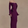 Sandrine off-shoulder gebreide maxi-jurk – Pruim Sandrine off-shoulder gebreide maxi-jurk – Pruim
