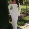 Sandrine off-shoulder gebreide maxi-jurk – Wit Sandrine off-shoulder gebreide maxi-jurk – Wit