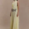 Santal Floral Chiffon Halter Maxi-jurk – Lemon Santal Floral Chiffon Halter Maxi-jurk – Lemon