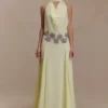 Santal Floral Chiffon Halter Maxi-jurk – Lemon Santal Floral Chiffon Halter Maxi-jurk – Lemon