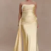 Sarah strapless maxi-jurk met strik in de taille – Lemon Sarah strapless maxi-jurk met strik in de taille – Lemon