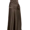 Sarah strapless maxi-jurk met strik in de taille – mokka Sarah strapless maxi-jurk met strik in de taille – mokka