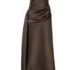 Sarah strapless maxi-jurk met strik in de taille – mokka Sarah strapless maxi-jurk met strik in de taille – mokka