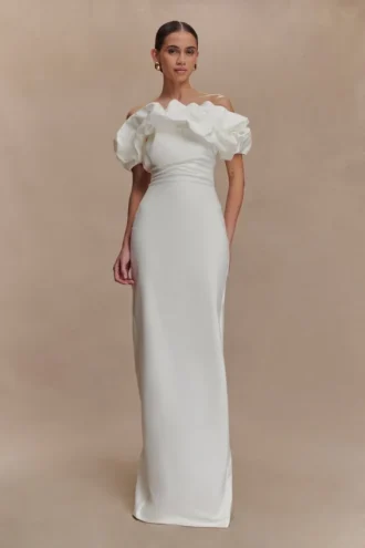 Sariya sculpturale maxi-jurk – Wit