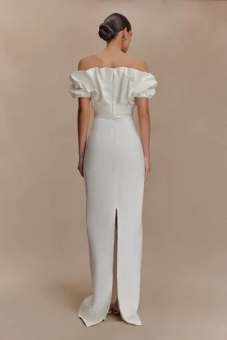 Sariya sculpturale maxi-jurk – Wit