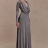 Scarlet Lurex Cowl Maxi-jurk – Zilver Scarlet Lurex Cowl Maxi-jurk – Zilver