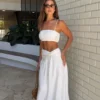 Scottie gerimpelde linnen maxi-rok met knoop – Oat Marle Scottie gerimpelde linnen maxi-rok met knoop – Oat Marle